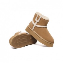 UGG pour femmes en peau de mouton,laine,peau de mouton,doublées,plateforme,Châtaigne