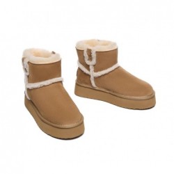 UGG pour femmes en peau de mouton,laine,peau de mouton,doublées,plateforme,Châtaigne