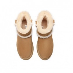 UGG pour femmes en peau de mouton,laine,peau de mouton,doublées,plateforme,Châtaigne