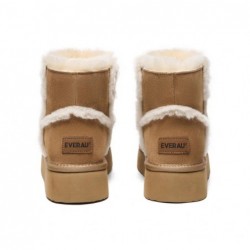 UGG pour femmes en peau de mouton,laine,peau de mouton,doublées,plateforme,Châtaigne