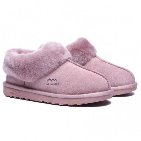 Chaussons UGG en laine de mouton de qualité supérieure avec col et cheville,Rose