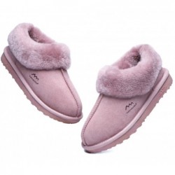 Chaussons UGG en laine de mouton de qualité supérieure avec col et cheville,Rose