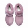 Chaussons UGG en laine de mouton de qualité supérieure avec col et cheville,Rose