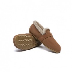 Chaussons UGG pour femmes en daim doublé de peau de mouton,Châtaigne