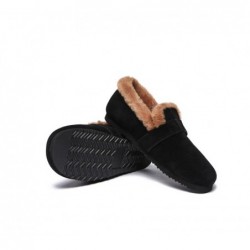 Chaussons UGG pour femmes en daim doublé de peau de mouton,Noir