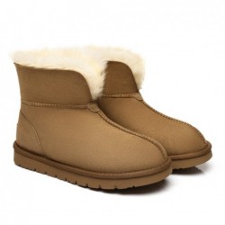 UGG en peau de mouton double face avec col en laine et cheville,Châtaigne