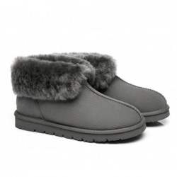 UGG en peau de mouton double face avec col en laine et cheville,Gris