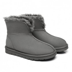 UGG en peau de mouton double face avec col en laine et cheville,Gris