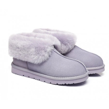 UGG en peau de mouton double face avec col en laine et cheville,Lilas