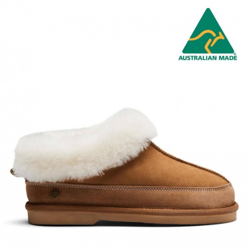 UGG Florina ,Brun Slides Chaussures en peluche