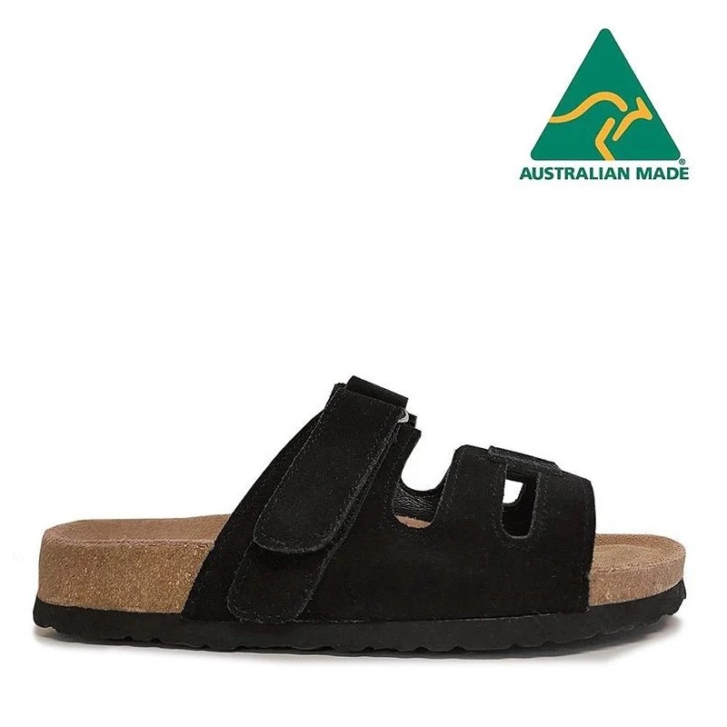 Noir Sandales UGG Cove avec daim ajustable - Fabriquées en Australie