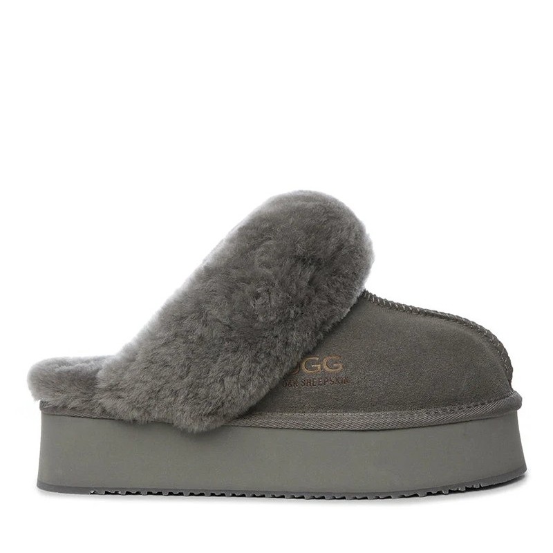 UGG Ultimate Platform Ladies Scuff,pantoufles à plateforme gris