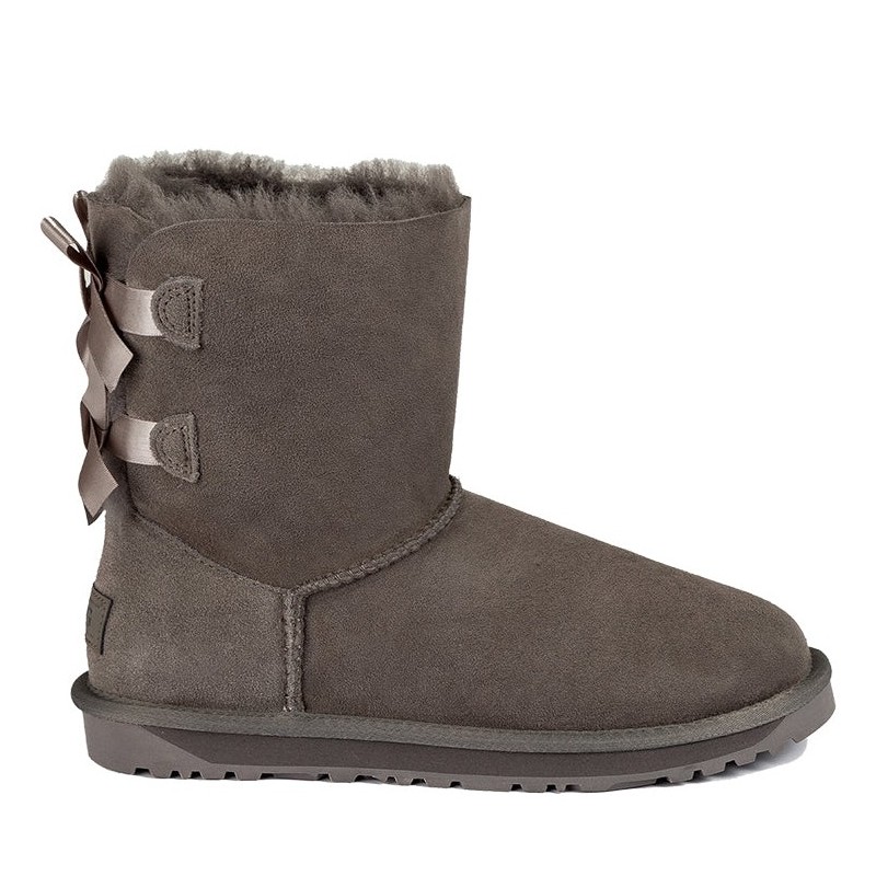 UGG Bottes courtes à double nœud arrière —Gris