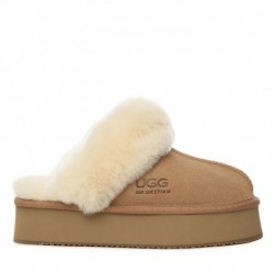 UGG Ultimate Platform Ladies Scuff,pantoufles à plateforme châtaigne