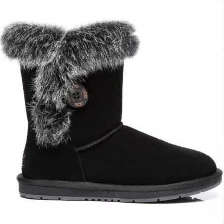 UGG Premium Foxy bottes mi-mollet en fourrure de lapin—Noir