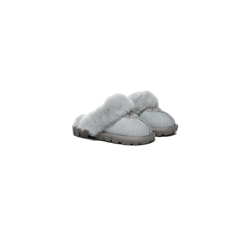 UGG Chaussons pour enfants en laine de mouton Shirley Argent