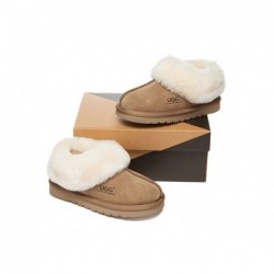 UGG Chaussons  pour enfants en peau de mouton et laine Châtaigne